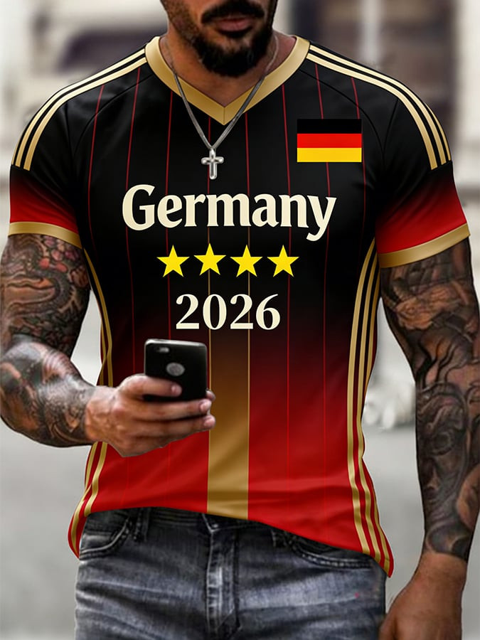 World Cup 2026 Germany V-Neck Shirt Germany Soccer Clothing For Soccer Fan