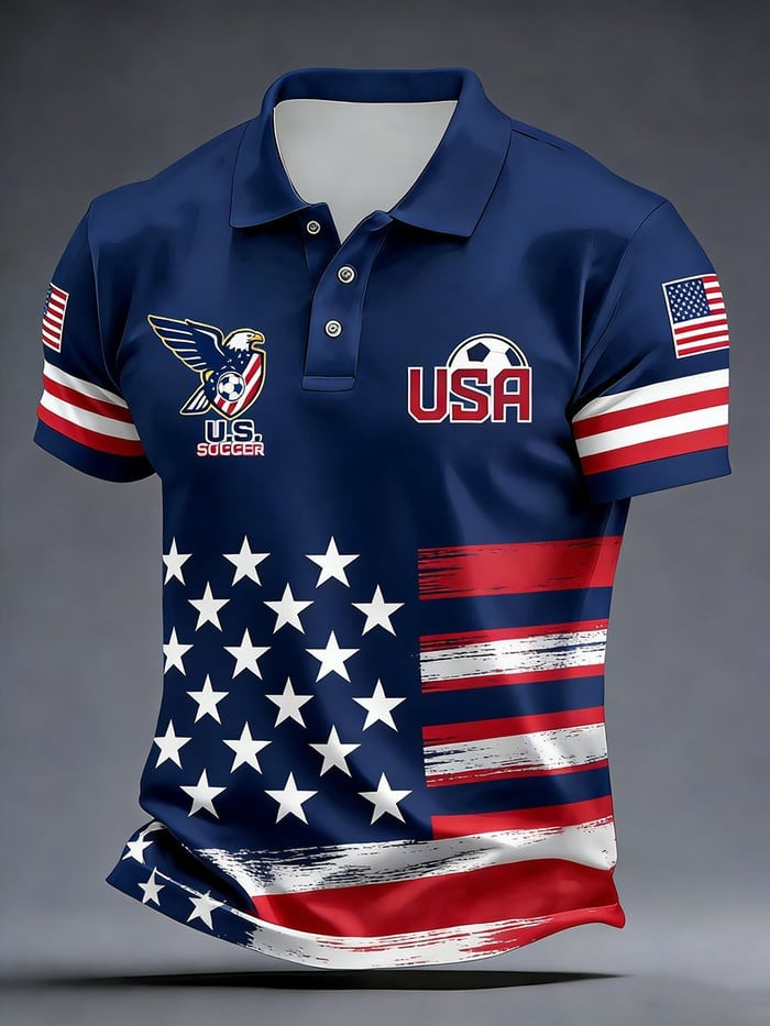 World Cup 2026 USA Merch Eagle USA Soccer Polo Shirt USA Flag Shirt For Fan