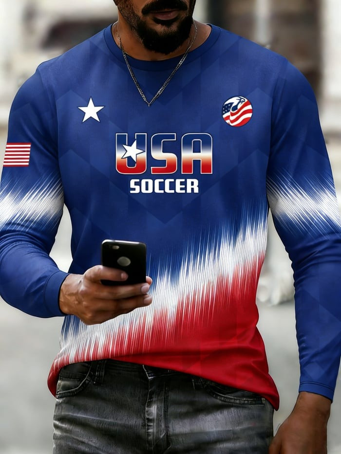 World Cup 2026 USA Merch USA Soccer Long Sleeve Shirt Match Day Outfits For Fan