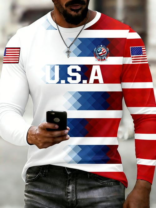 World Cup 2026 USA Merch USA Soccer Long Sleeve Shirt World Cup Clothing For Men