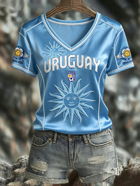 World Cup 2026 Uruguay V-Neck Shirt FIFA Uruguay Apparel Presents For Football Lovers