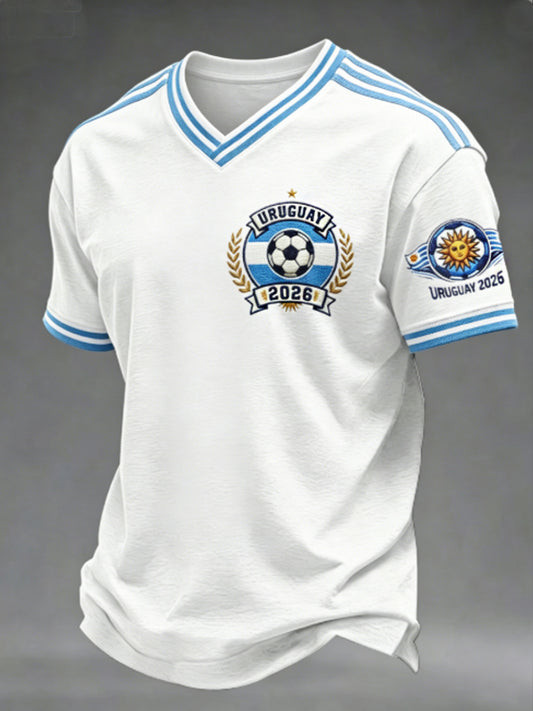 World Cup 2026 Uruguay V-Neck Shirt Uruguay FIFA Clothing For Football Lovers
