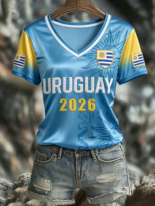 World Cup 2026 Uruguay V-Neck Shirt Uruguay FIFA World Cup Clothing Best Football Gifts