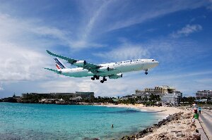 End of SXM Airport Runway Saint Maarten Beach