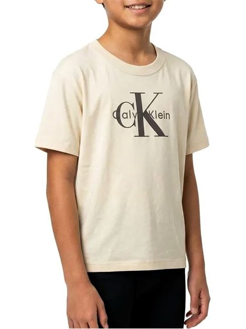Light Monologo - T-Shirt bambino - beige CALVIN KLEIN | IB0IB02610TPGB
