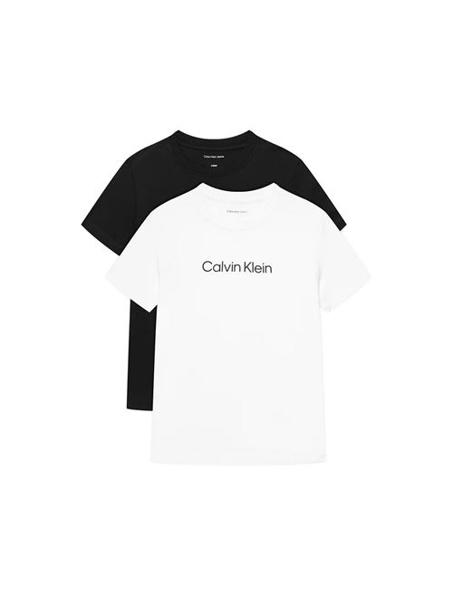 Institutional Set 2 - T-Shirt bambino - bianco/nero CALVIN KLEIN | IU0IU00690T01R