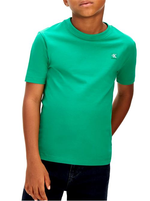 Mono Mini Badge - T-Shirt bambino - verde CALVIN KLEIN | LV1CKSJA30MRW