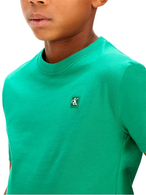 Mono Mini Badge - T-Shirt bambino - verde CALVIN KLEIN | LV1CKSJA30MRW