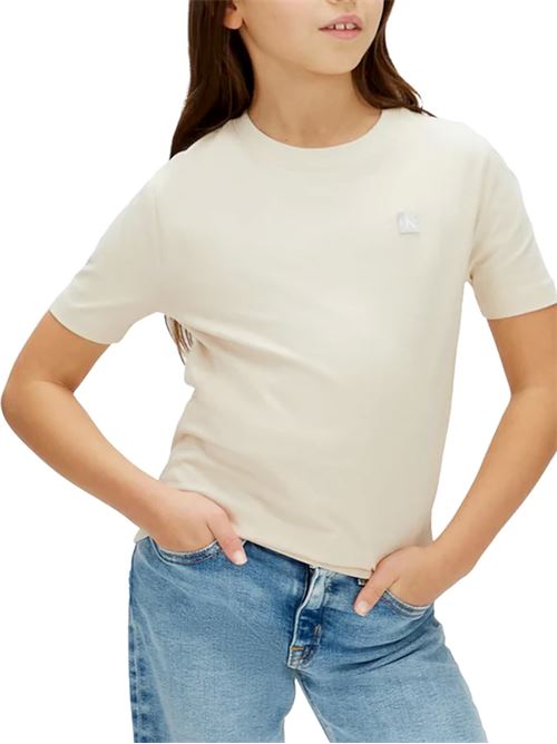 Mono Mini Badge - T-Shirt bambino - beige CALVIN KLEIN | LV1CKSJA30PDV
