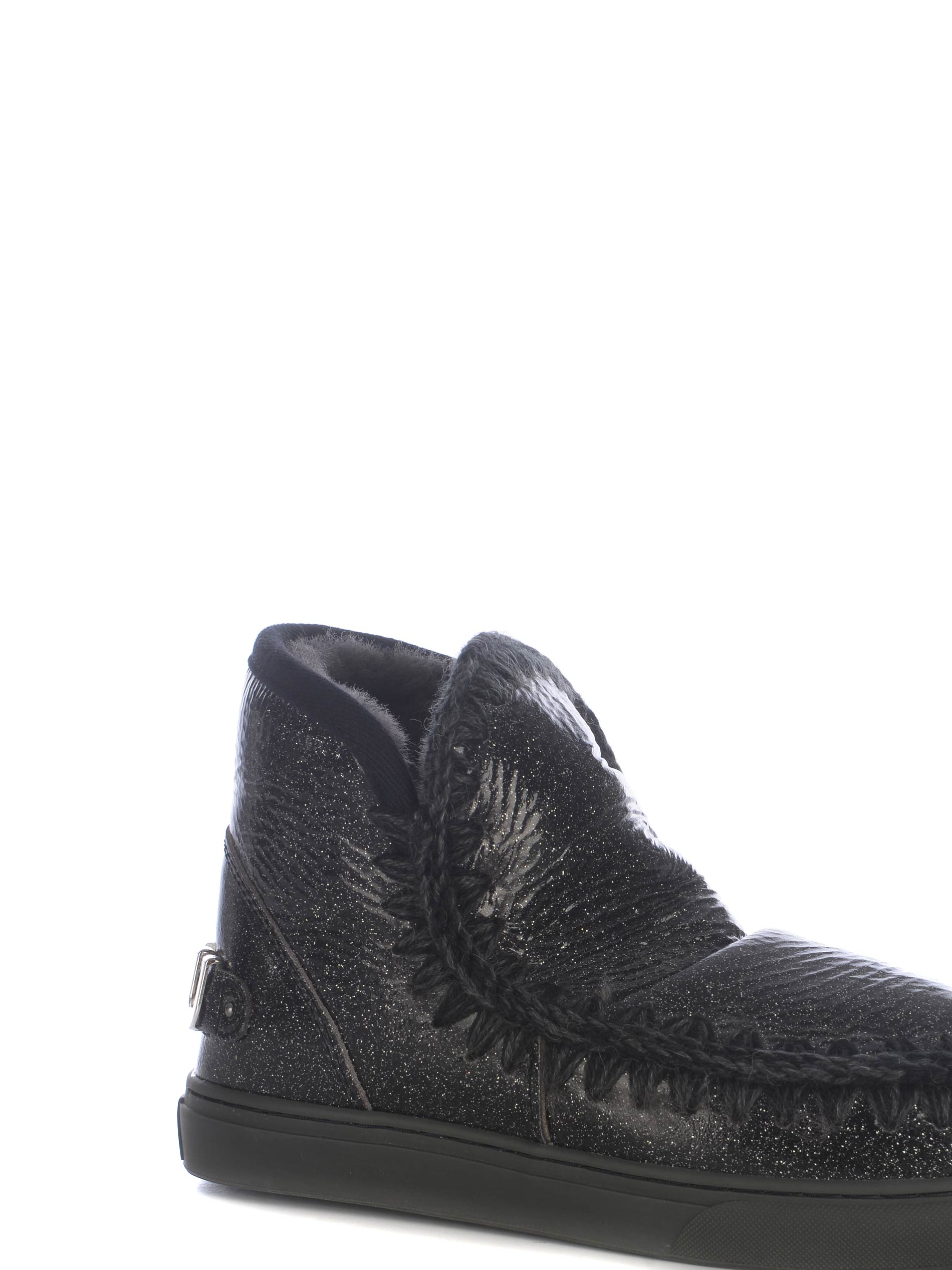 Stivaletto Mou Mini Eskimo Sneaker in montone nero con strass | H-Brands