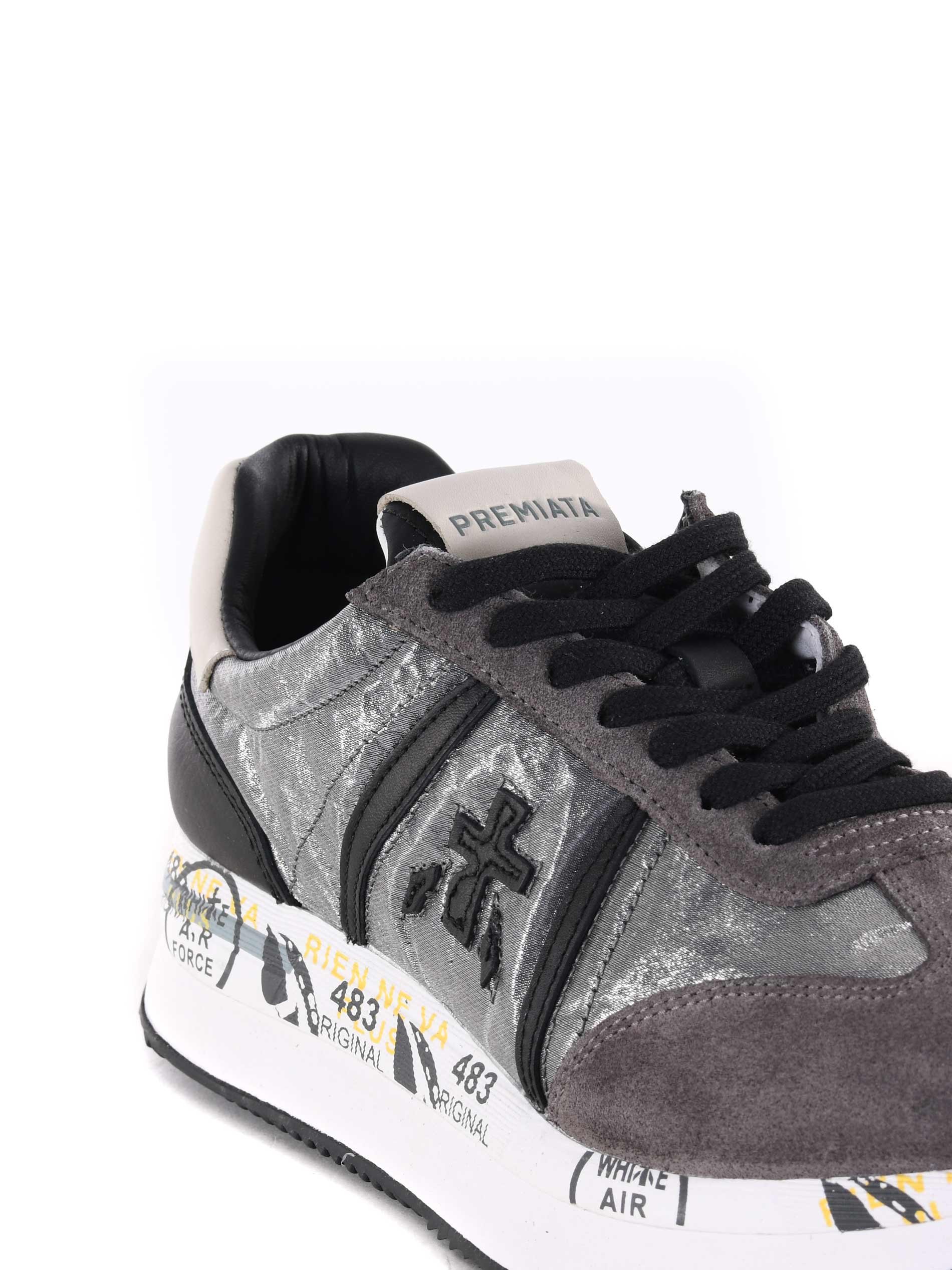 Premiata - - Sneakers Donna Tris Camoscio Tela Grigio Chiaro Prezzo 220,00