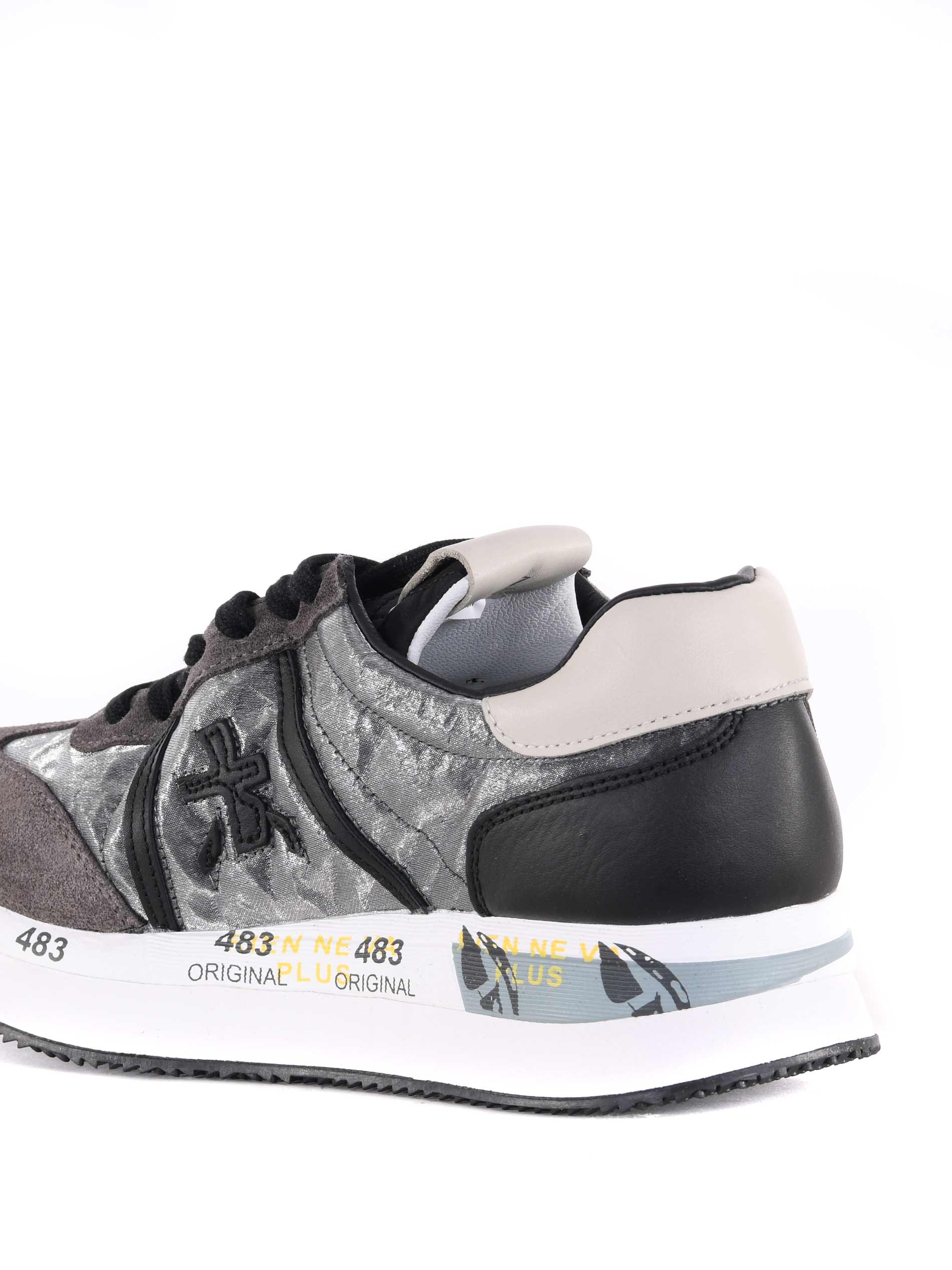 CONNY 1493 Premiata Sneakers Donna in pelle grigia e tessuto -7 | Omero  Abbigliamento