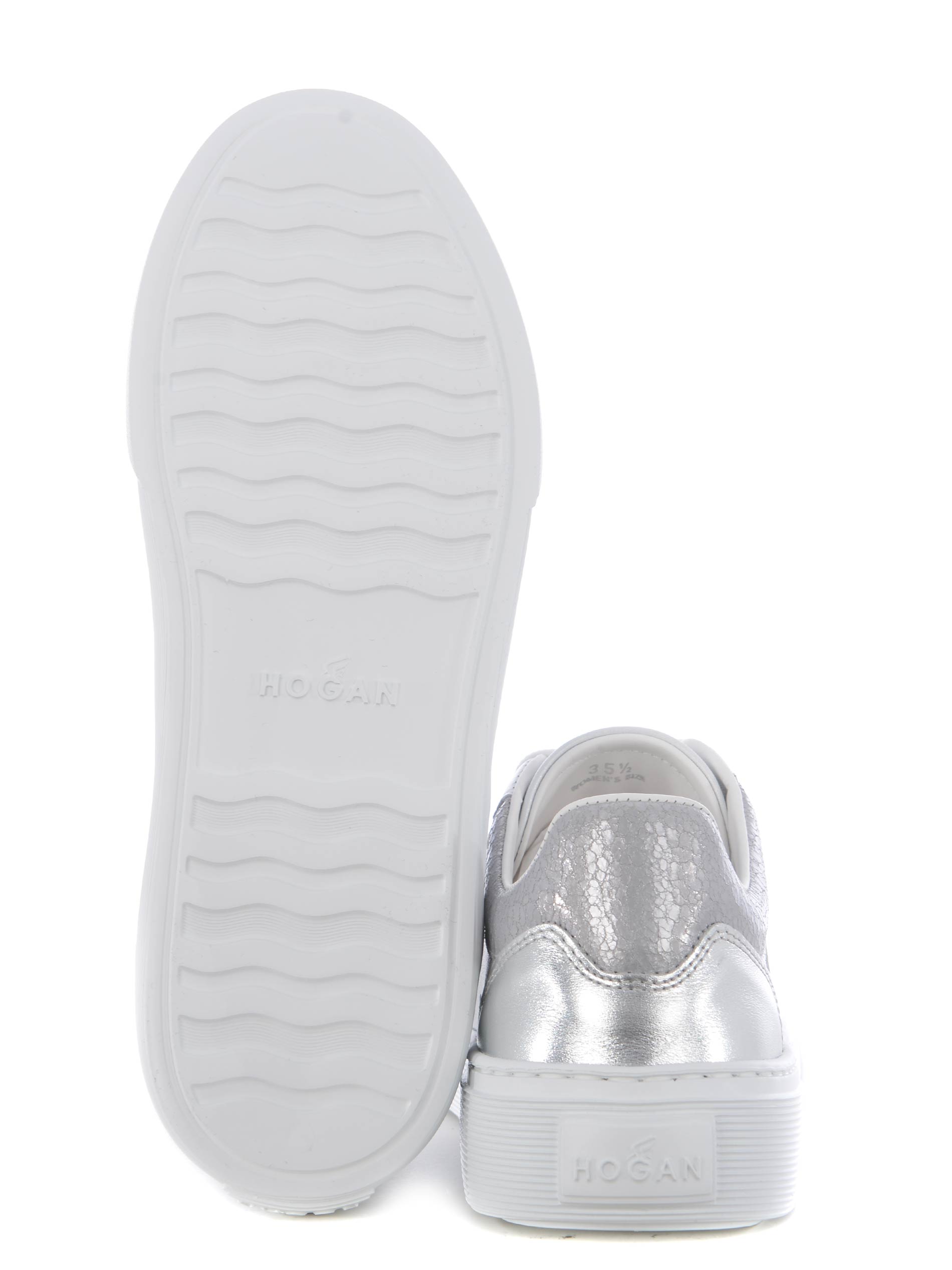 Sneakers Hogan H365 con inserti in pelle laminata Bianco-Argento | Caposerio