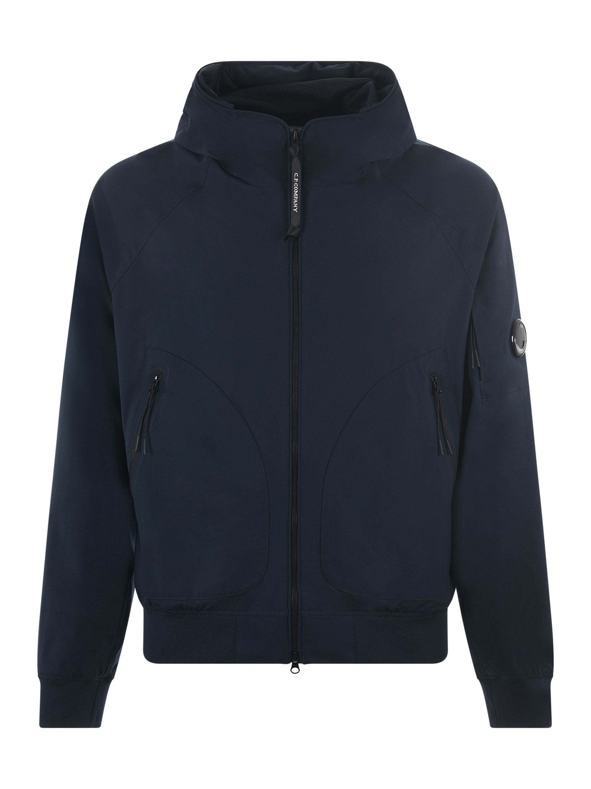 C.p. Company C.p.company Hooded Cotton Jacket In Blu Scuro