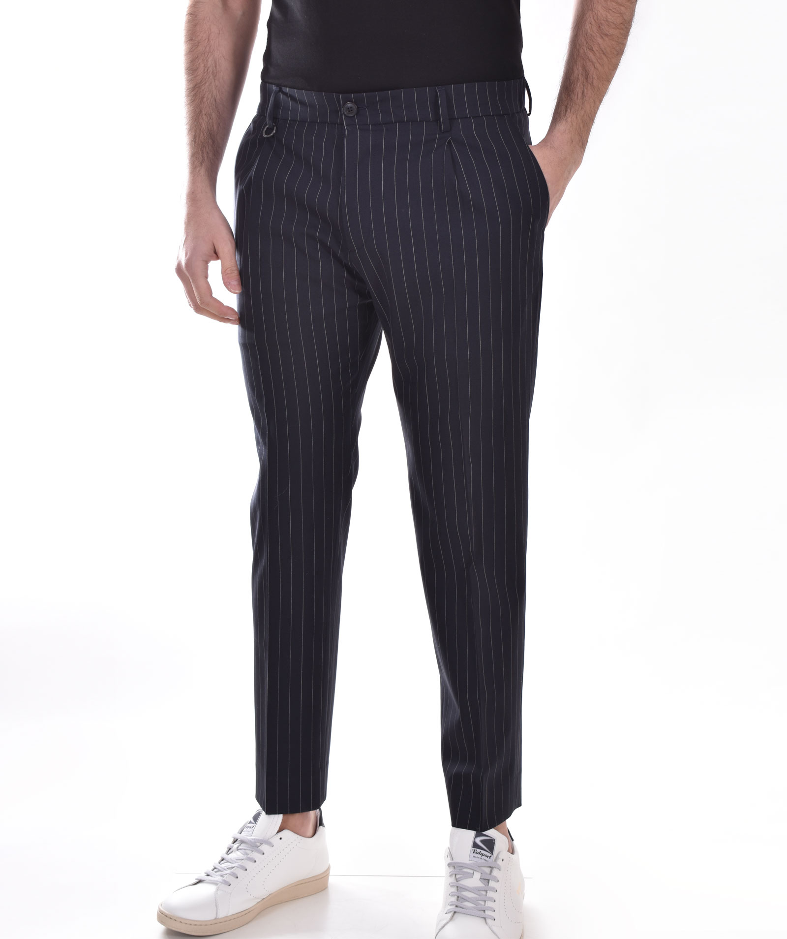 Pantalone Be Able Riccardo gessato blu - BE ABLE - Vectory uomo