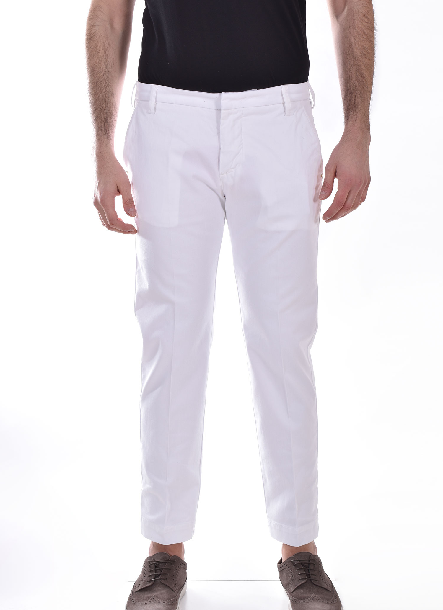 Pantalone Entre Amis bianco slim corto - ENTRE AMIS - Vectory uomo