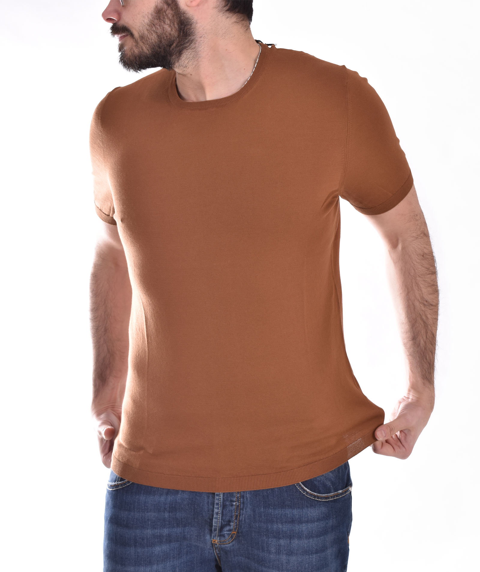 T shirt Gran Sasso maglia fresh cotton mattone girocollo - GRAN SASSO -  Vectory uomo