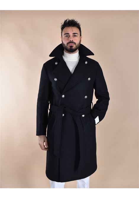 Manteau long noir Porto ? double boutonnage et ceinture Breras BRERAS Milano | PORTOCC1169