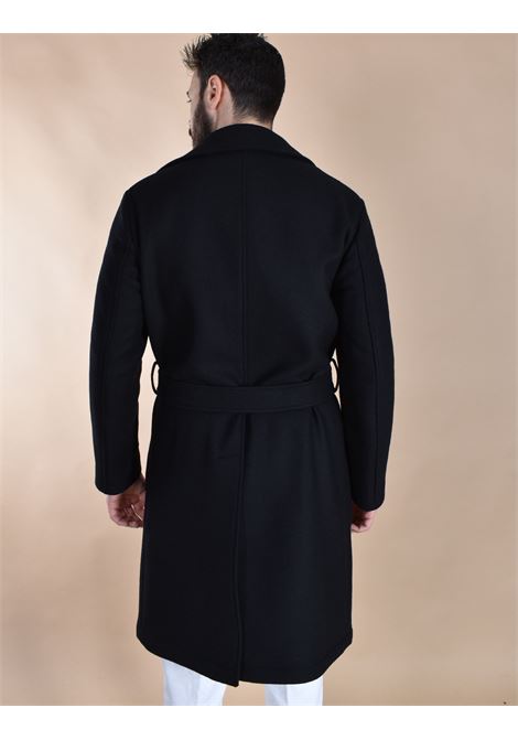 Manteau long noir Porto ? double boutonnage et ceinture Breras BRERAS Milano | PORTOCC1169