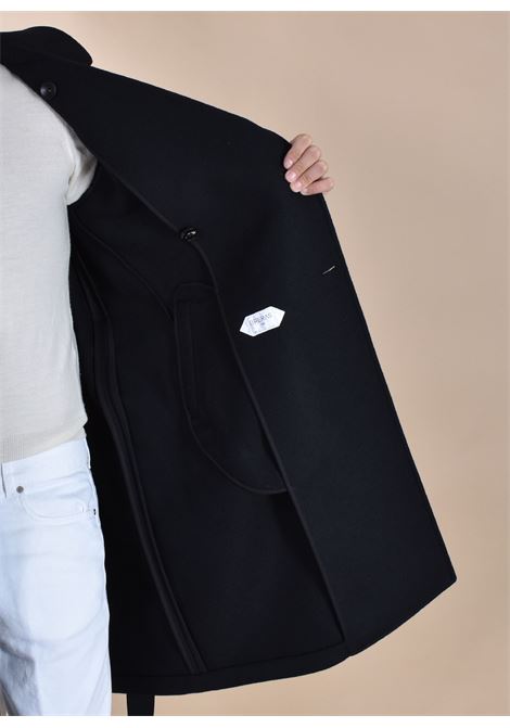 Manteau long noir Porto ? double boutonnage et ceinture Breras BRERAS Milano | PORTOCC1169