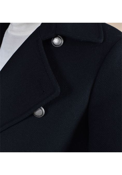 Manteau long noir Porto ? double boutonnage et ceinture Breras BRERAS Milano | PORTOCC1169