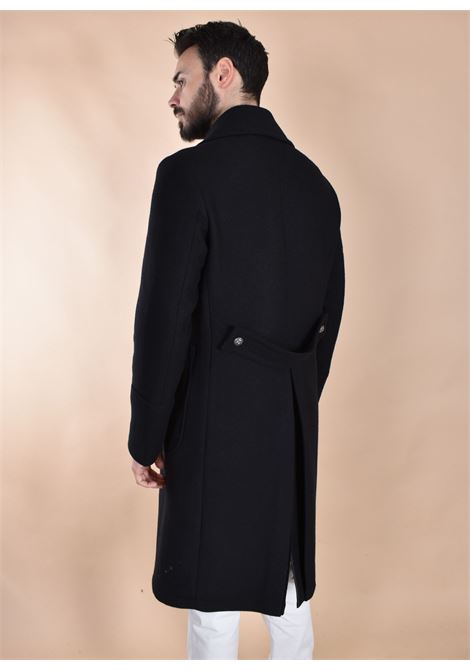 Daniele Alessandrini double-breasted long black coat DANIELE ALESSANDRINI | K102101