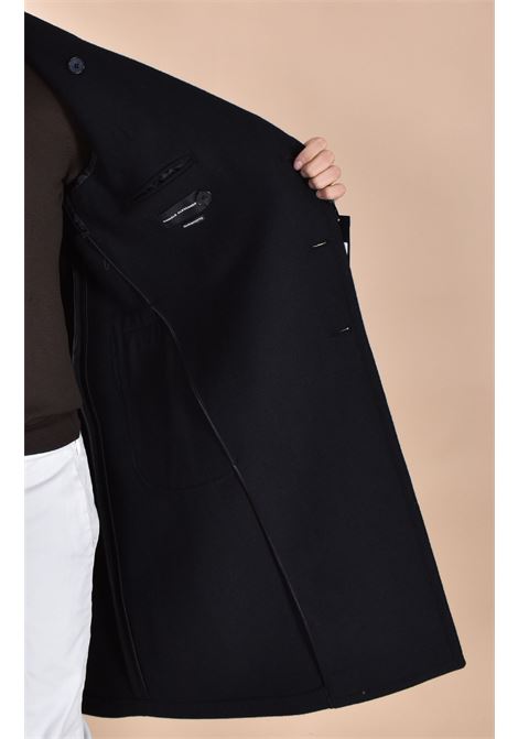 Daniele Alessandrini double-breasted long black coat DANIELE ALESSANDRINI | K102101