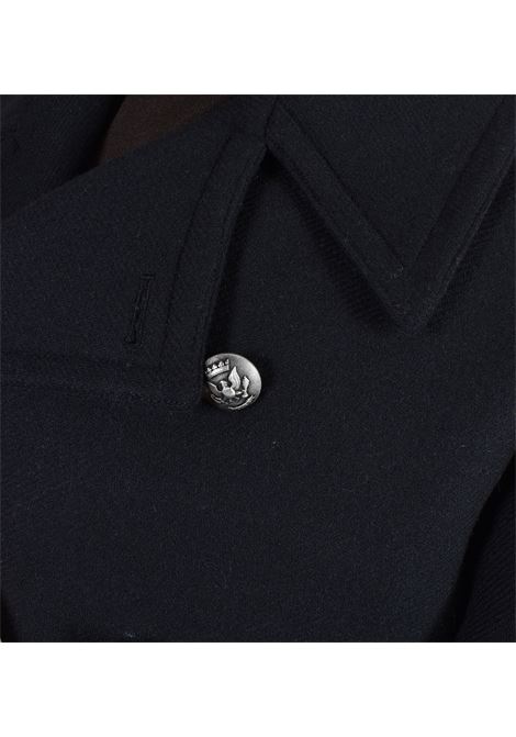 Daniele Alessandrini double-breasted long black coat DANIELE ALESSANDRINI | K102101