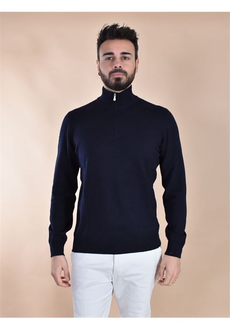 Lupetto Gran Sasso cashmere lana zip blu GRAN SASSO | 55126 19699599