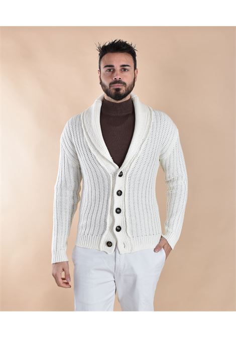 Cardigan Rakki maglione collo sciallato bianco old school soldier Rakkì | SOLDIER01