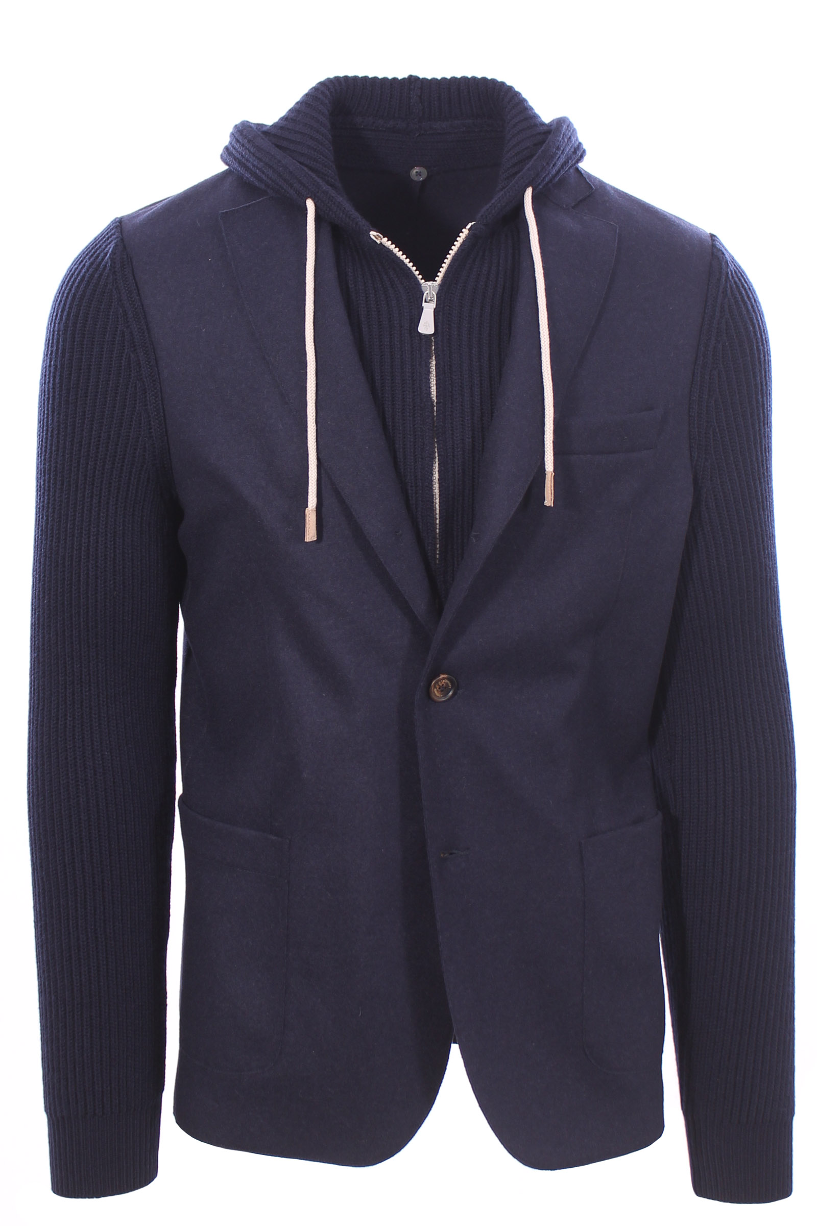 giacca bimaterica taglio vivo con pettorina