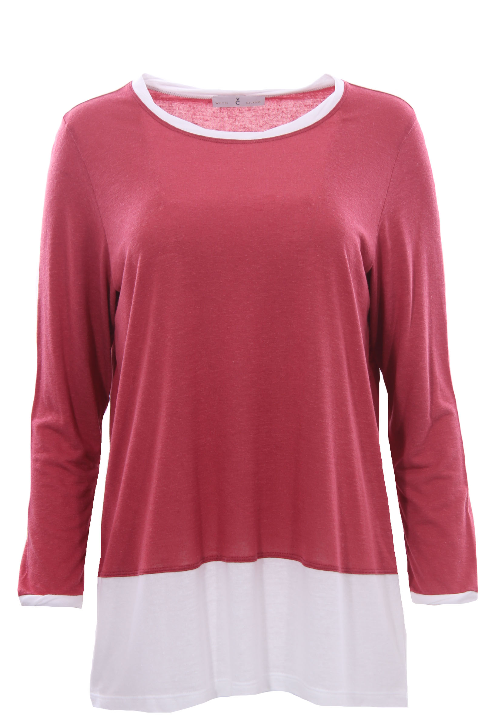 T-shirt girocollo in viscosa e lino