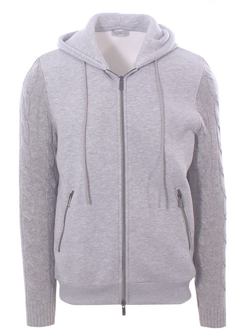 felpa cappuccio full zip bimaterica DETWELVE | CU-700-Z3