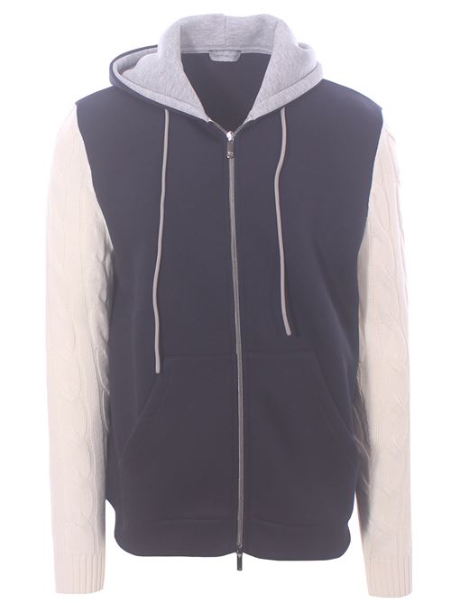 bimaterial sweatshirt with hood DETWELVE | CU-816-B1