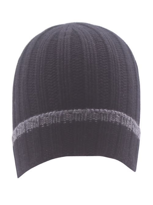 berretto in cashmere costa larga profilo contrasto LA FILERIA | 1016515576099