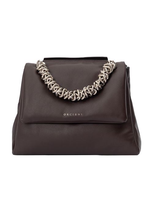 Borsa sveva nappa bold media in pelle con tracolla catena ORCIANI | BT2006NAPPABOLDCIOCCOLATO
