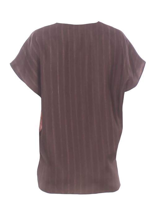 Blusa pinstripes scollo a v ALYSI | 116232P6063CHOCO