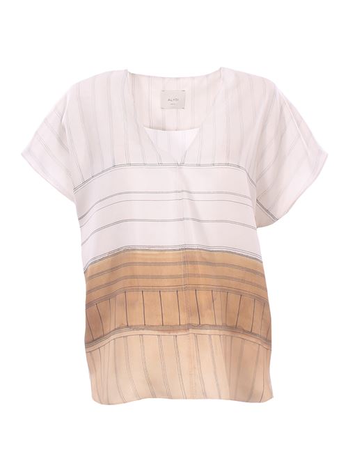 Blusa pinstripes scollo a v ALYSI | 116232P6063GESSO
