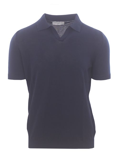 polo skipper in cotone crepe DETWELVE | F-6215COTTON CREPEBLU