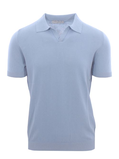 polo skipper in cotone crepe DETWELVE | F-6215COTTON CREPECELESTE