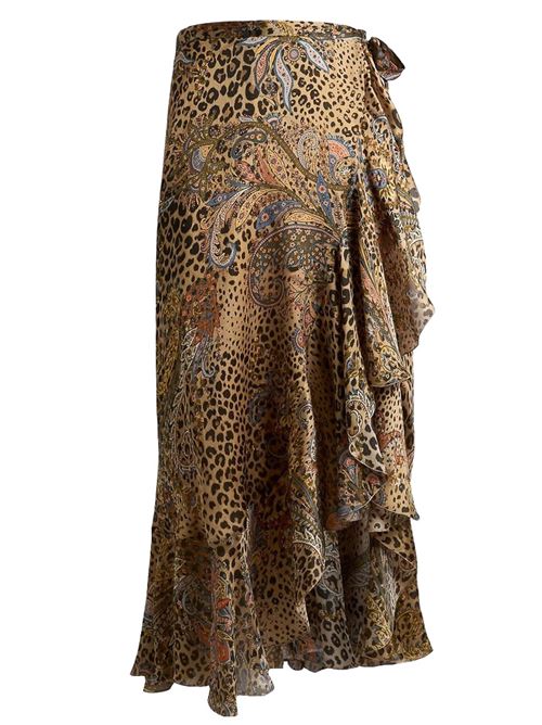 Gonna lunga a portafoglio in seta peau d'ange con motivo paisley animalier ETRO | WRFA017699SA1N9X0826