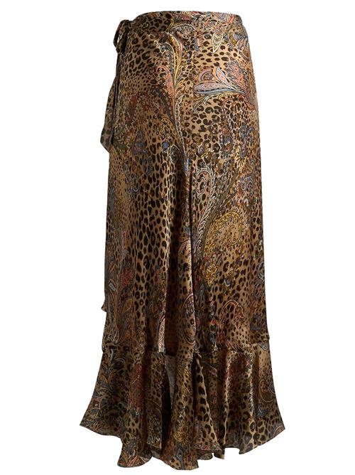 Gonna lunga a portafoglio in seta peau d'ange con motivo paisley animalier ETRO | WRFA017699SA1N9X0826