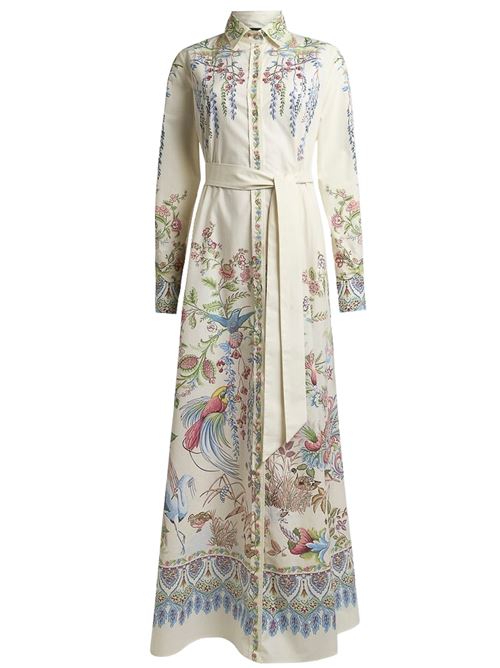 Abito lungo chemisier in cotone con stampa piazzata flora e fauna ETRO | WRHA0591AKH59X0802