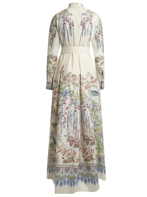 Abito lungo chemisier in cotone con stampa piazzata flora e fauna ETRO | WRHA0591AKH59X0802