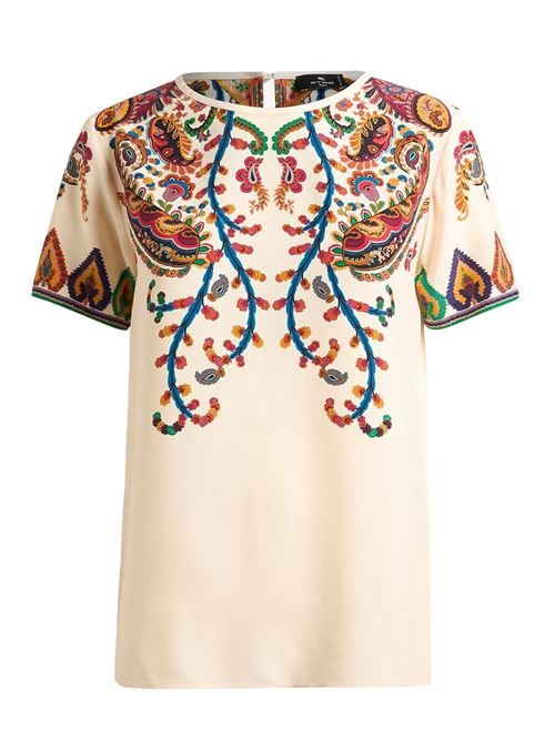 T-shirt in twill di seta stampa floreale ETRO | WRJA0025AKG21X0800