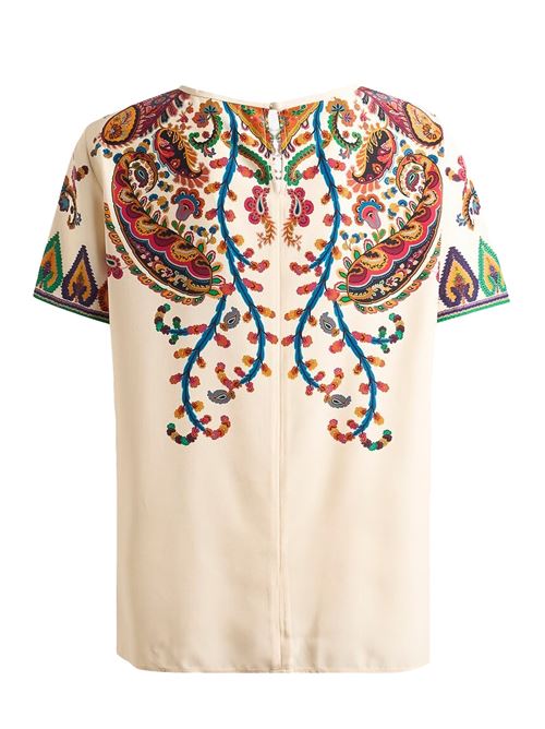 T-shirt in twill di seta stampa floreale ETRO | WRJA0025AKG21X0800