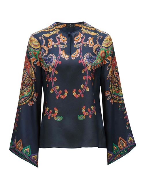 Blusa in seta con stampa piazzata paisley floreale ETRO | WRJA0162AKG23X0883