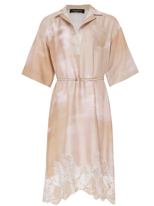 Abito in twill di seta stampato con pizzo FABIANA FILIPPI | ABD276F641M104VR1