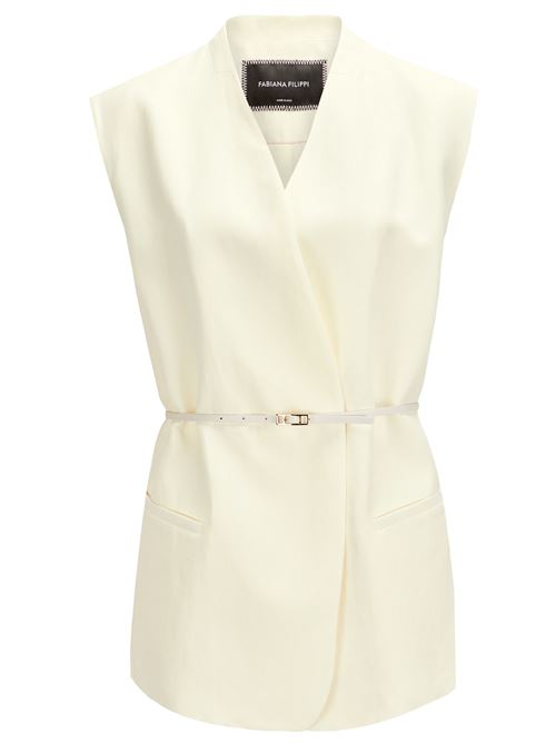 Double-breasted waistcoat jacket in linen and viscose FABIANA FILIPPI | GCD276F660D5440145