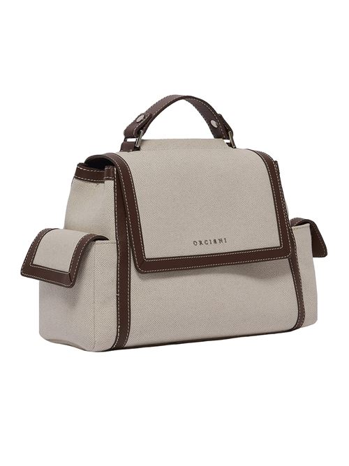 Borsa sveva savana small a mano in canvas e pelle con tracolla ORCIANI | B01999SAVANACOCOA